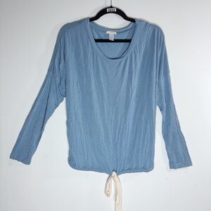 Eberjey Gisele Modal Slouchy PJ Top,Soft Blue Tie-Waist Lounge Shirt, Women’s XS